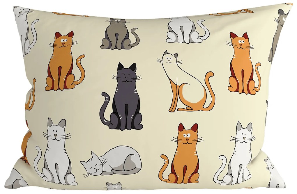 Set 2 bucati fete de perna decorative COLORED CATS BLEND 50x70 cm, crem