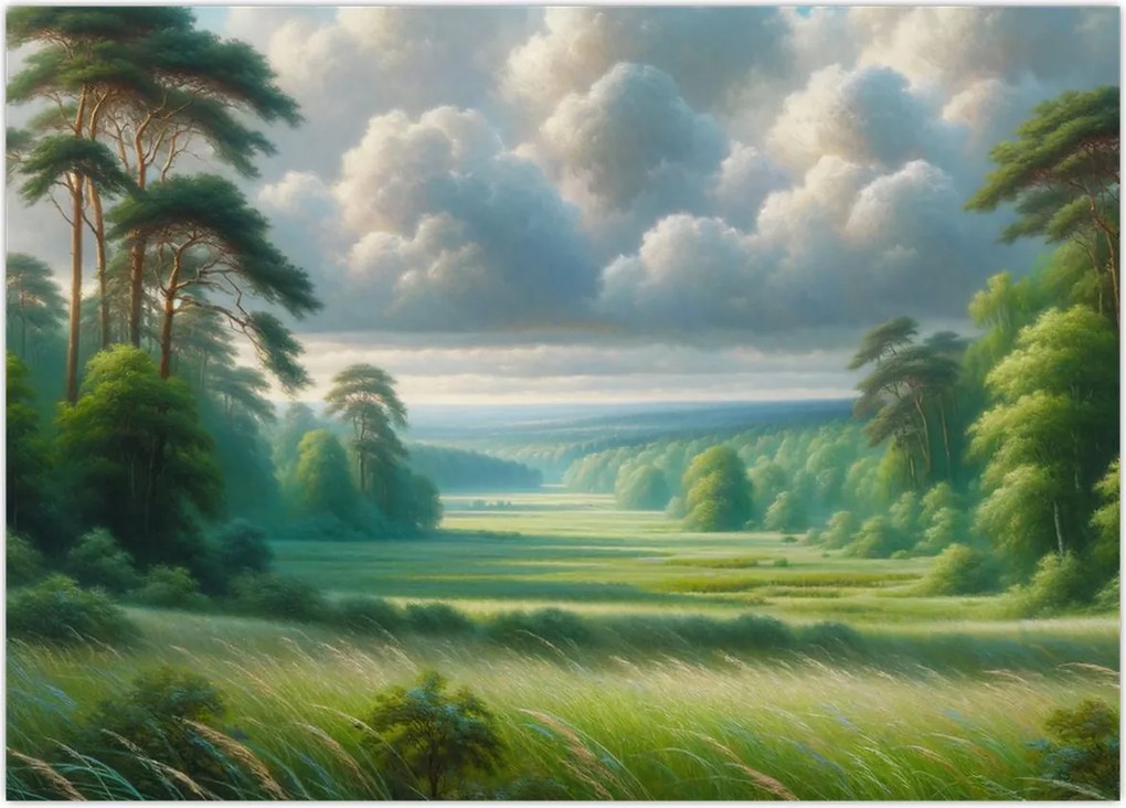 Tablou pe sticlă - Peisaj verde (70x50 cm)