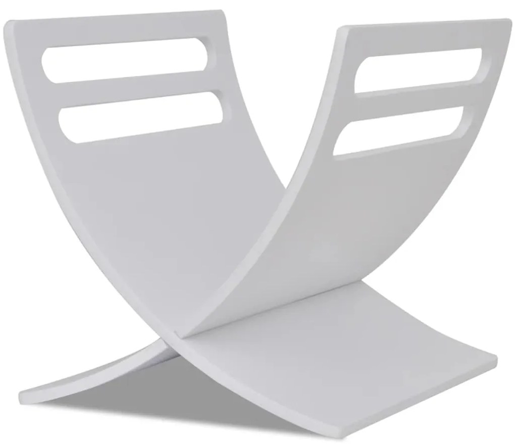 241219 vidaXL Suport din lemn pentru reviste, vertical, alb