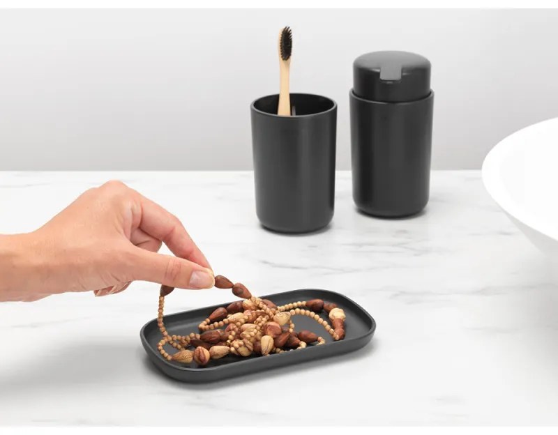 Set accesorii baie Brabantia ReNew 1003491, 3 piese, 250 ml, Rezistent la coroziune, Gri inchis