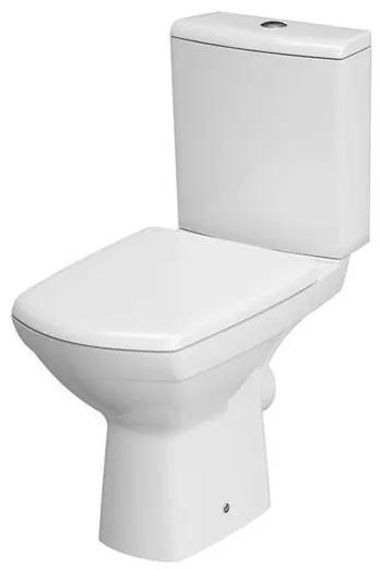 Vas WC compact Cersanit, Carina, cu capac soft close si rezervor, Clean On, alb