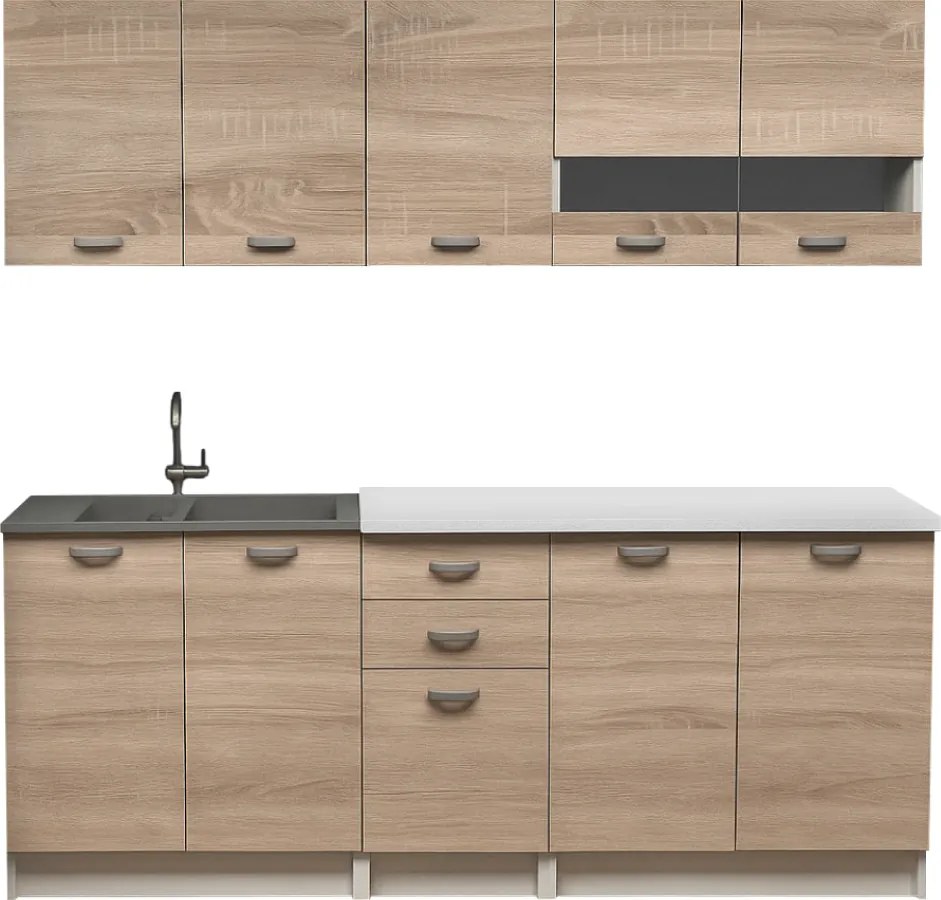 Mobilier de bucătărie, 2 m, stejar sonoma/alb, ANITA NEW