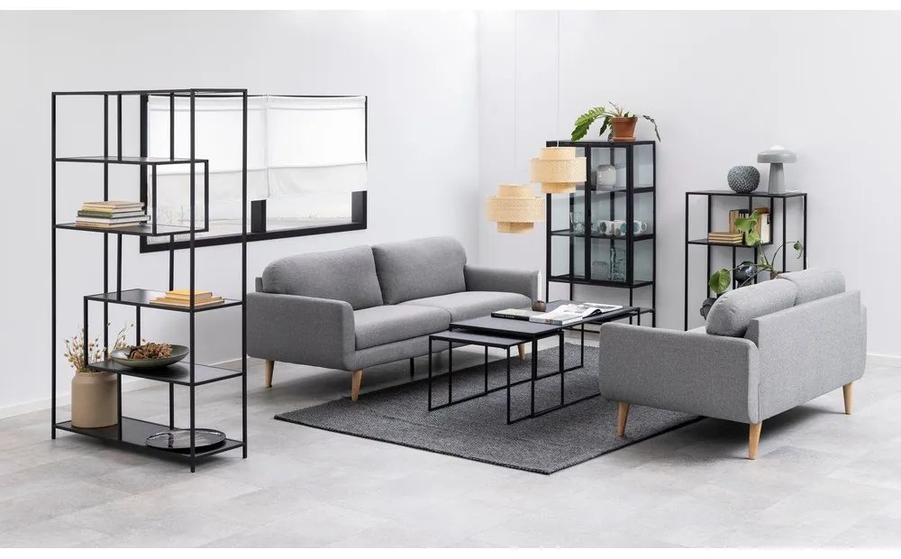 Măsuțe de cafea negru-mat 3 buc. cu blat cu aspect de marmură 60x120 cm Infinity – Actona