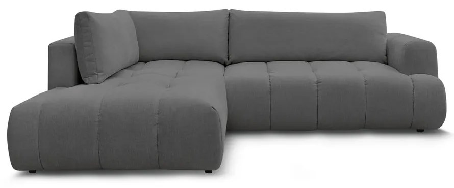 Colțar gri închis extensibil/cu spațiu de depozitare (cu colț pe partea stângă/în formă de ”L”) Fuji – Bobochic Paris