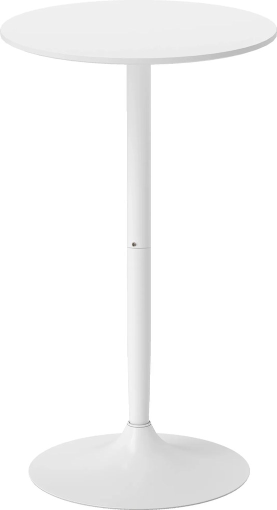 HOMCOM Masă de Bar Înaltă, Masă Modernă Rotundă de Dining cu Blat Vopsit și Bază din Oțel, Masă Bistro pentru 2 Persoane, Alb | Aosom Romania