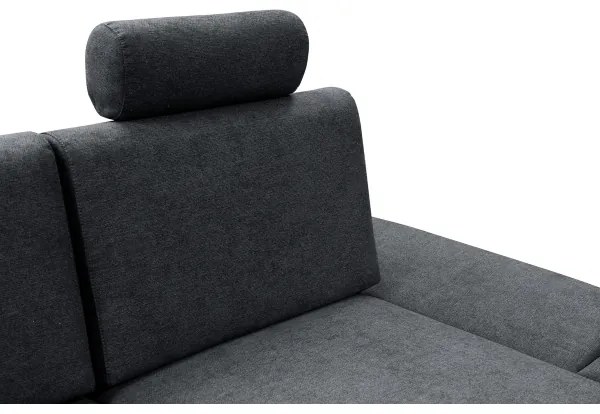 Colțar extensibil AVESTA, tapițat, în formă de L, cu spațiu de depozitare, colț pe partea dreaptă, antracit