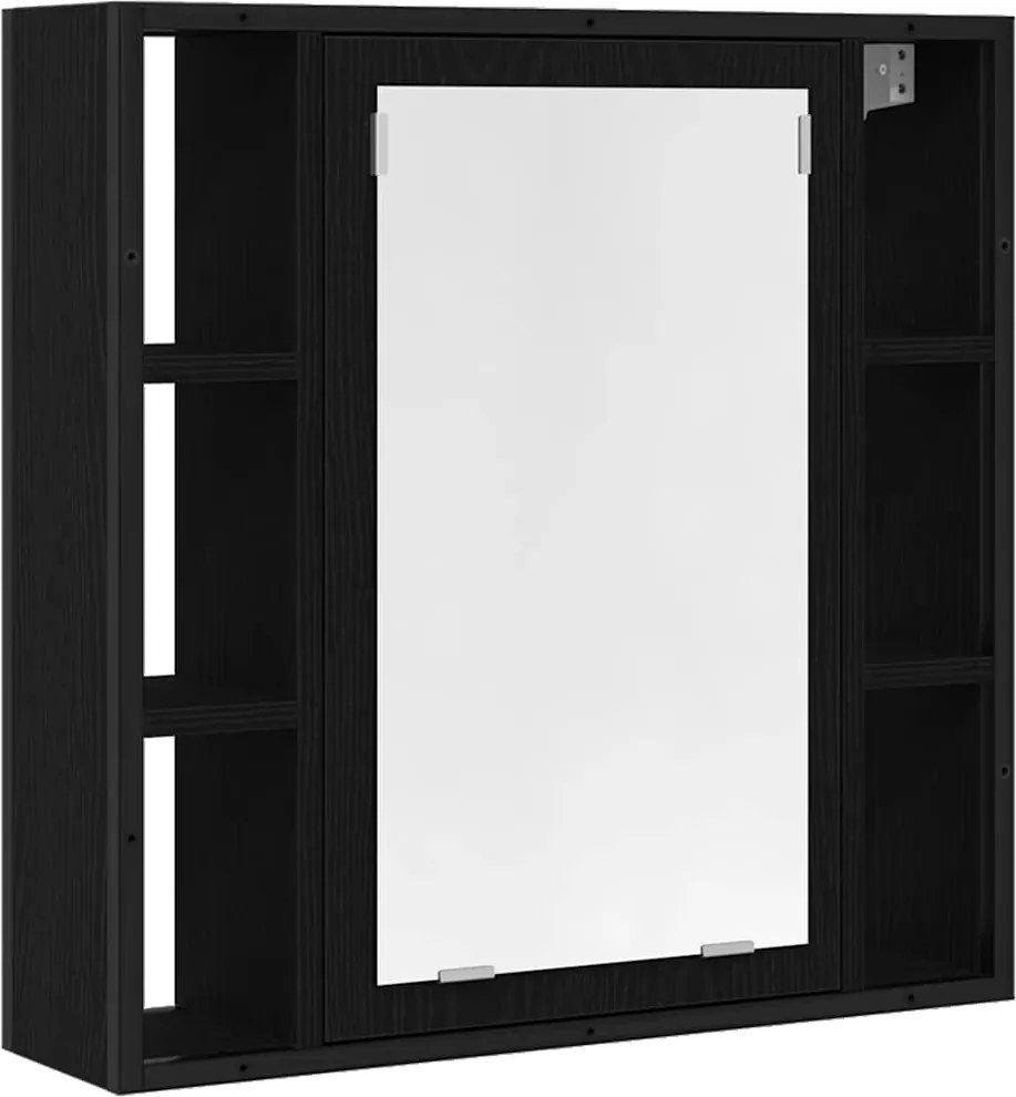 vidaXL Dulap cu oglindă pentru baie, stejar negru, 60x16x60 cm, lemn stratificat