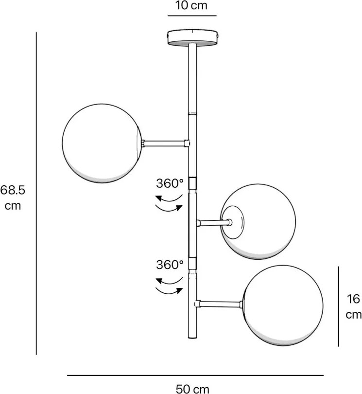 Lustra din alama cu sfere albe din sticla Musa