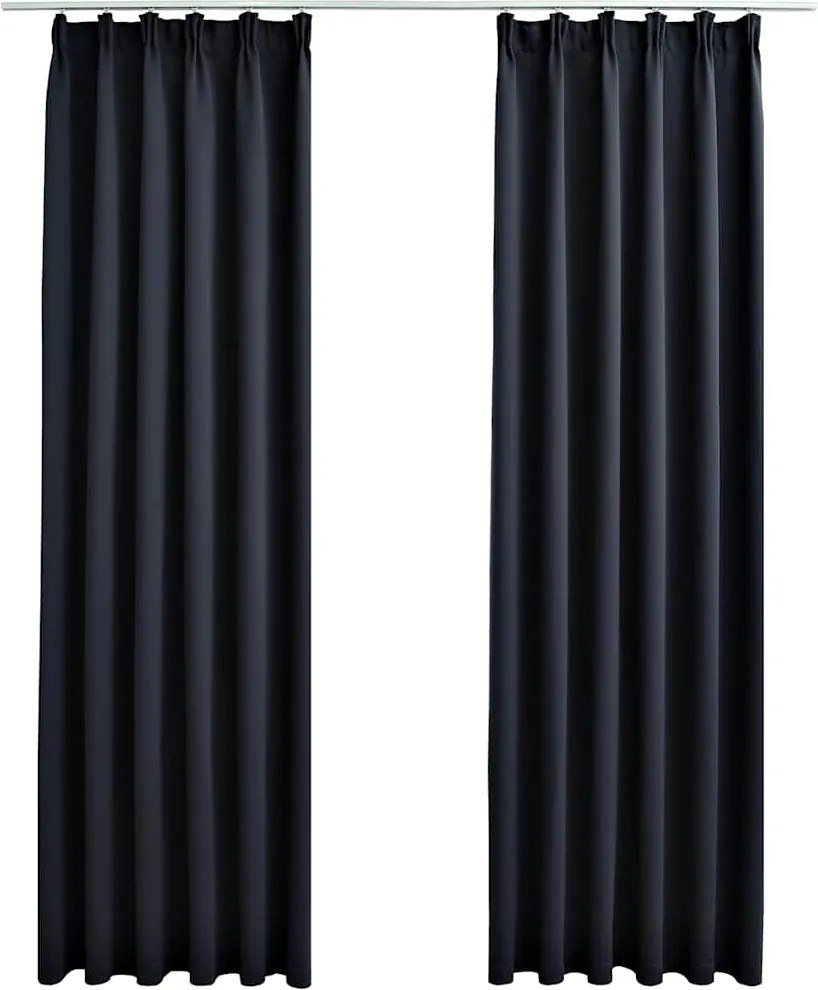 vidaXL Draperii opace cu cârlige, 2 buc., antracit, 140 x 175 cm