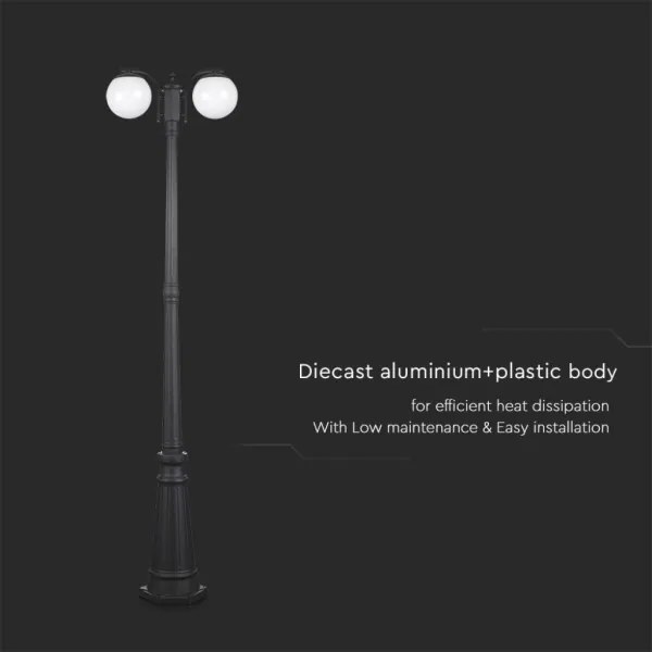 Lampă de exterior 2xE27/60W/230V IP44 199 cm negru