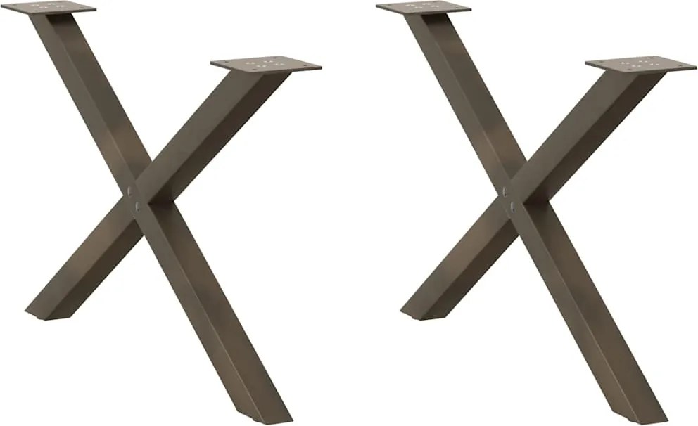 vidaXL Picioare pentru masă de cafea în formă de X, 2 buc., oțel natural, 70x(42-43) cm
