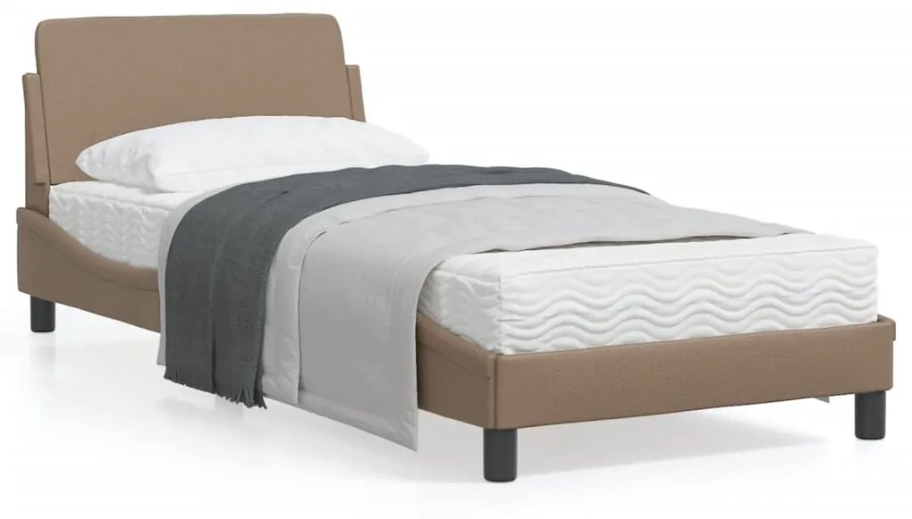 373082 vidaXL Cadru de pat cu tăblie, cappuccino, 80x200 cm, piele ecologică