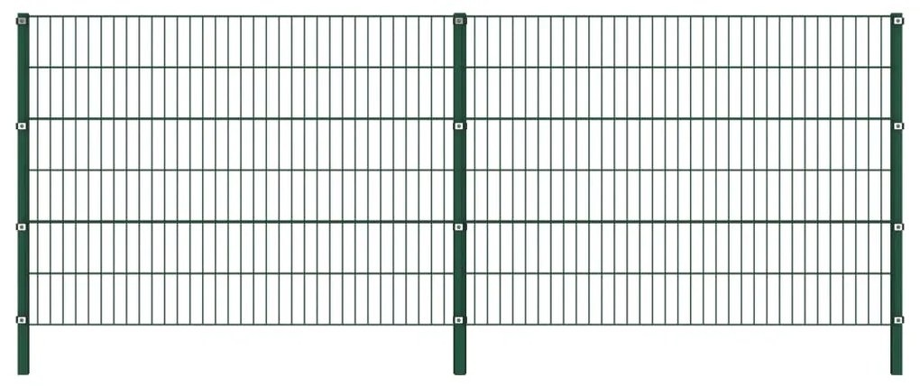 vidaXL Panou de gard cu stâlpi din fier, verde, 349x120 cm