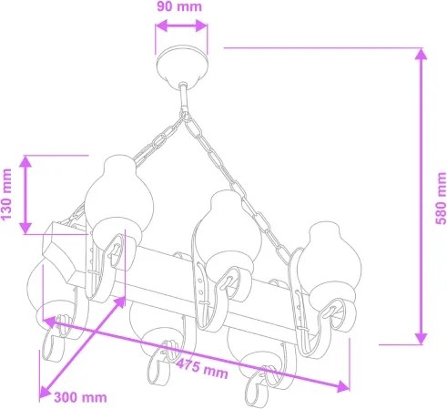 Lustră pe lanț Brilagi QUEEN 6xE14/40W/230V fag