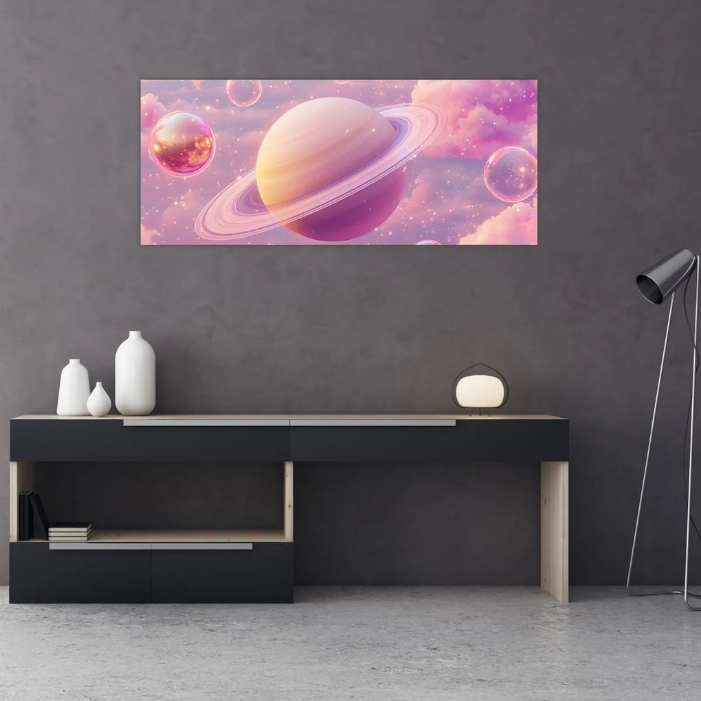 Tablou - Planetă roz (120x50 cm)
