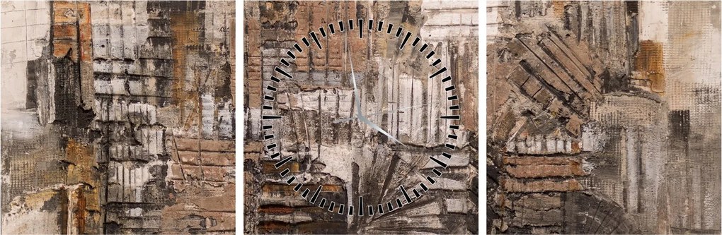 Tablou - Abstract, nuanțe maro (cu ceas) (90x30 cm)