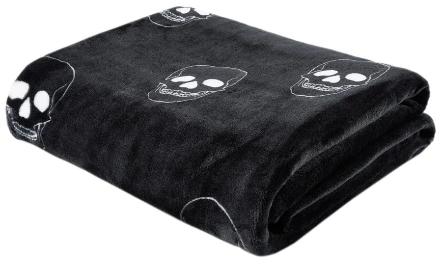Pătură pentru copii gri închis din micropluș/cocolino 130x170 cm Skulls – Catherine Lansfield