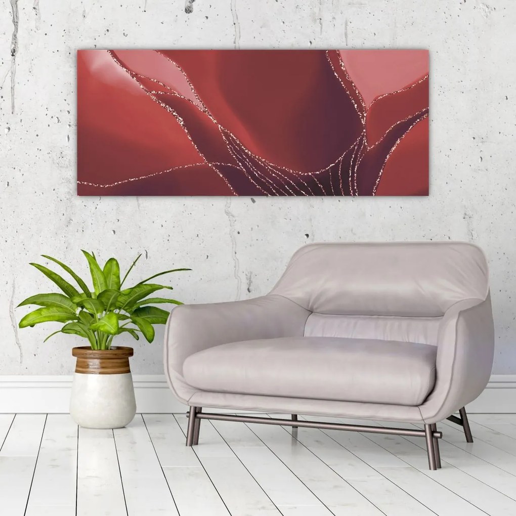 Tablou - Floare abstractă roșie N⁰2 (120x50 cm)