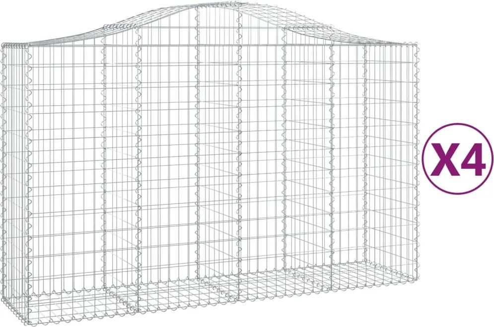 vidaXL Coșuri gabion arcuite 4 buc, 200x50x120/140 cm, fier galvanizat