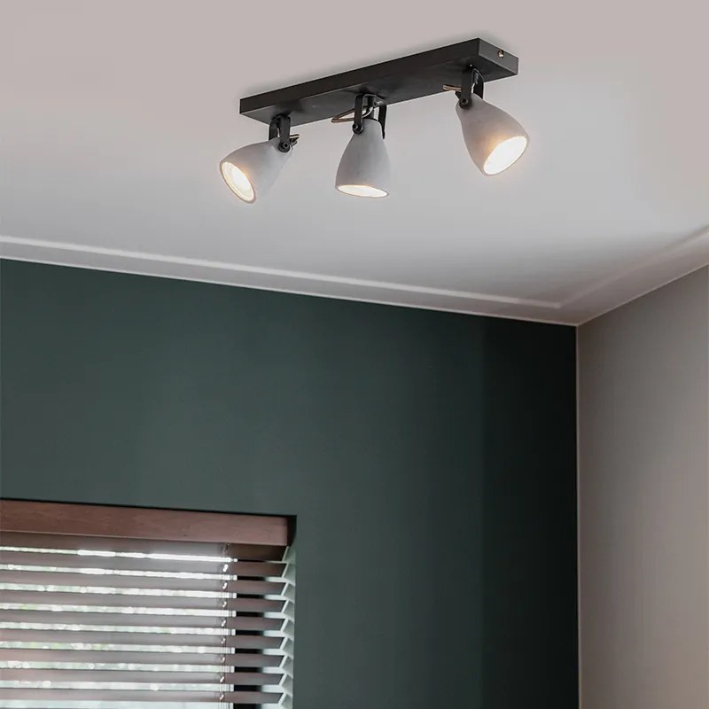 Spotlight industrial gri din beton cu 3 lumini - Creto
