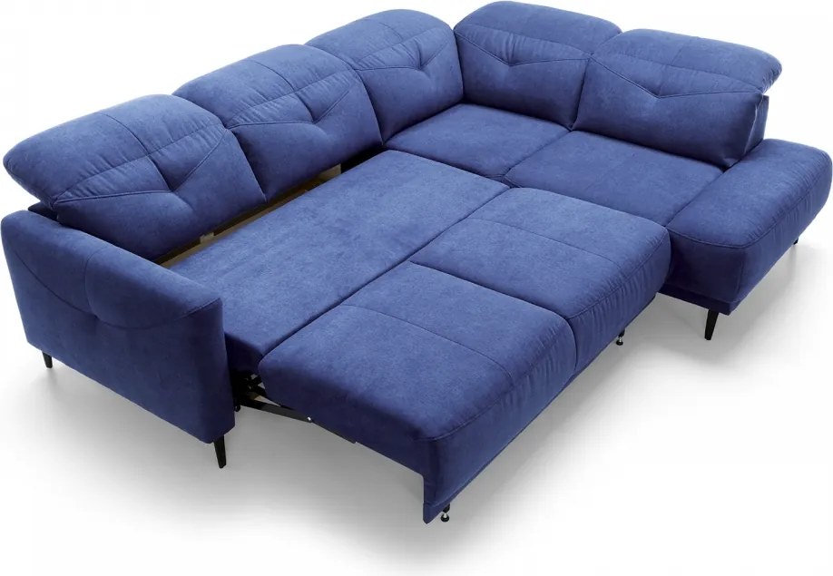 Canapea pe partea dreaptă modular cu funcția de dormit Sandra - albastru marin Aston KR 10420