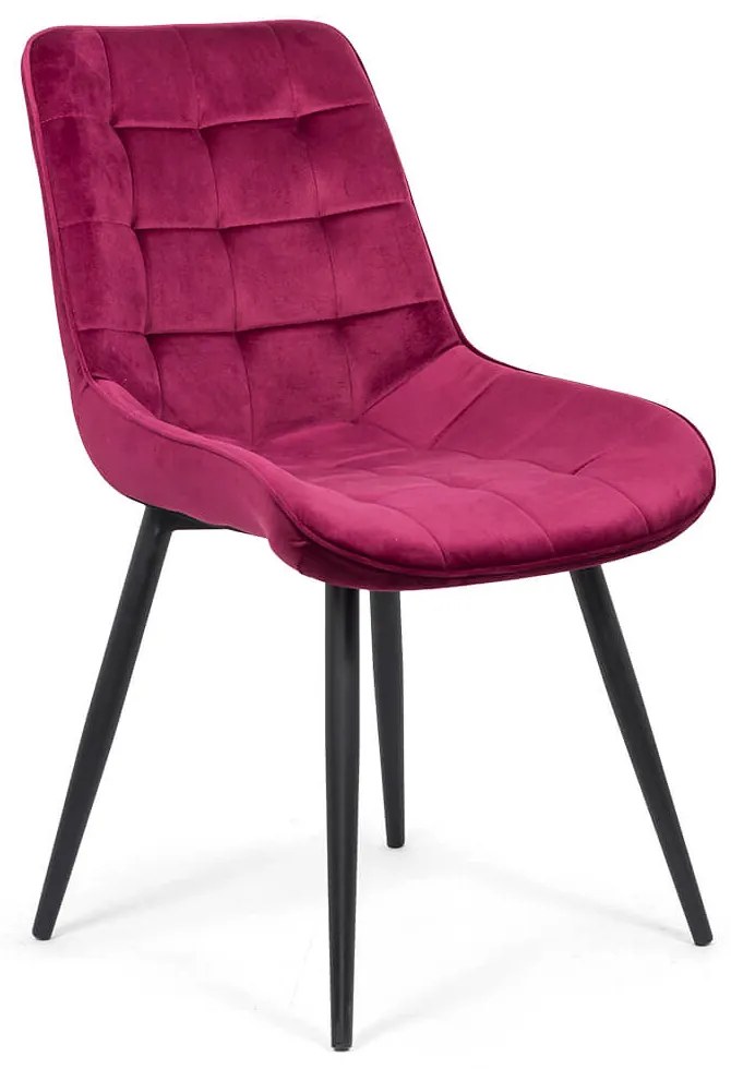 Scaun living tapițat cu catifea și picioare metalice BUC 206 vișiniu