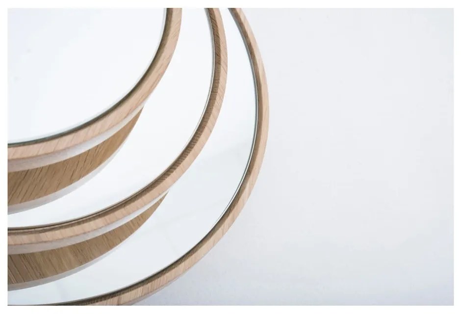 Oglindă de perete cu ramă din lemn masiv de stejar Gazzda Look, ⌀ 32 cm