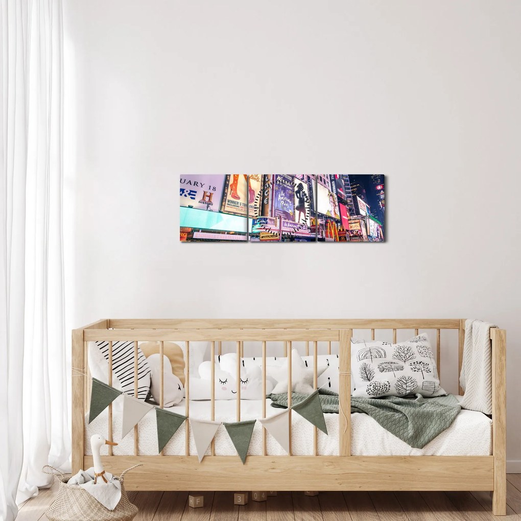 Tablou - New York Theather District (cu ceas) (90x30 cm)
