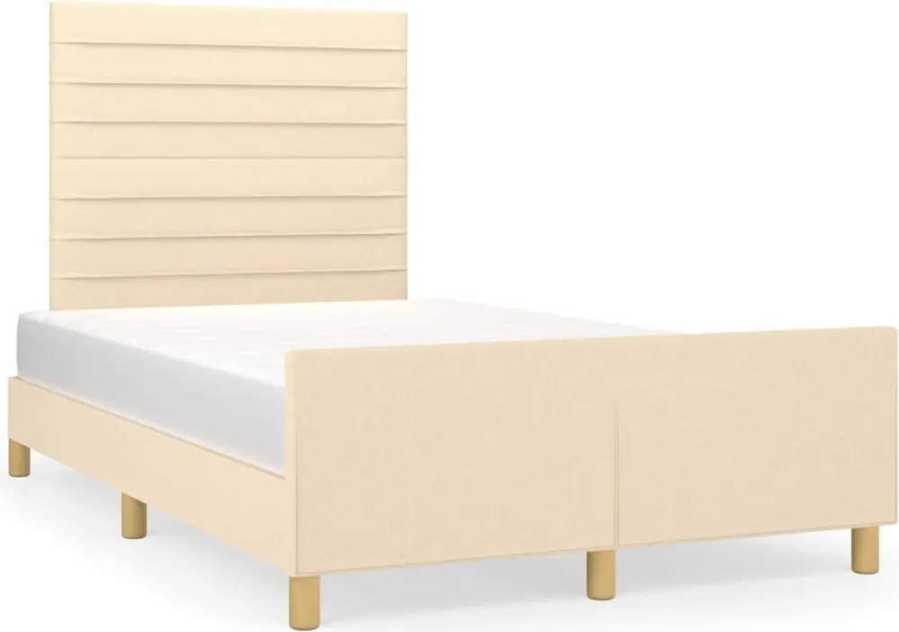 vidaXL Cadru de pat fără saltea cremă 120x190 cm țesătură