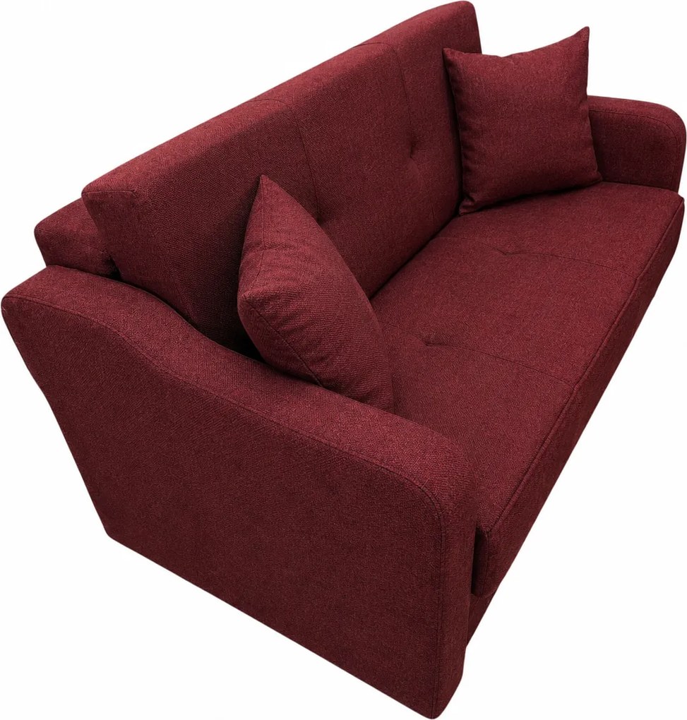 Canapea SAMY NEXT extensibila, 2 locuri, cu lada de depozitare, catifea plusata gri, cadru metalic, 152x100x92 cm Rosu, stofa