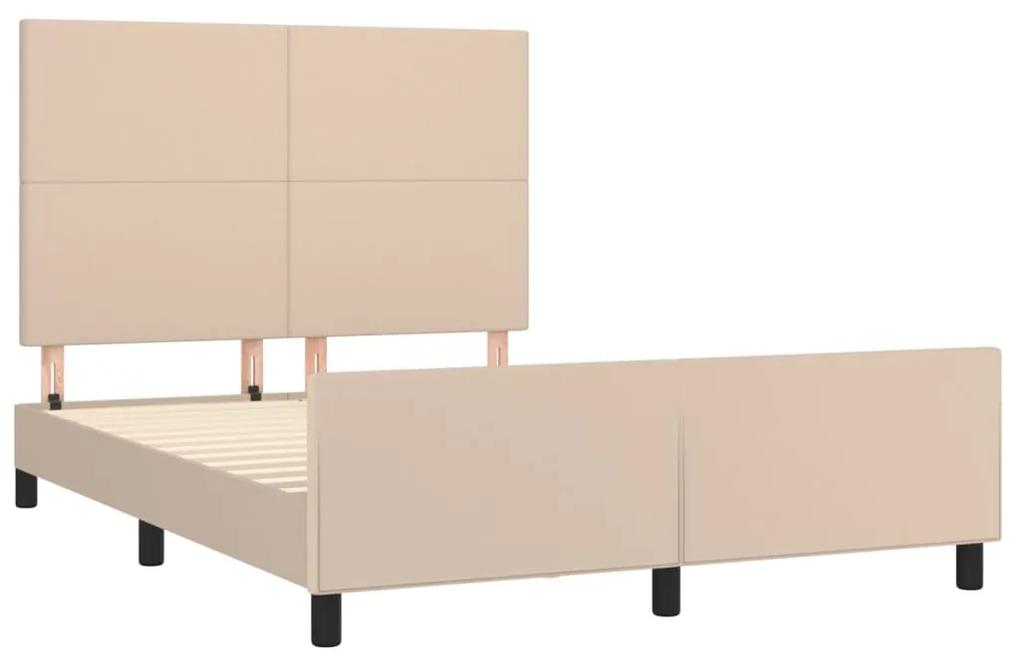 Cadru de pat cu tablie, cappuccino, 140x200 cm, piele ecologica Cappuccino, 140 x 200 cm, Design simplu