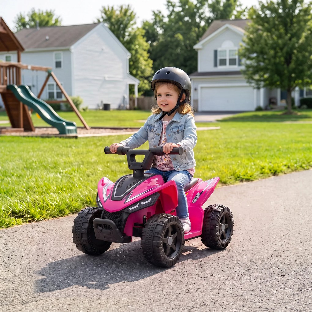 AIYAPLAY ATV Electric pentru Copii 18-48 Luni, 6V, 2 km/h, Sarcină 25 kg, Fuchsia | Aosom Romania
