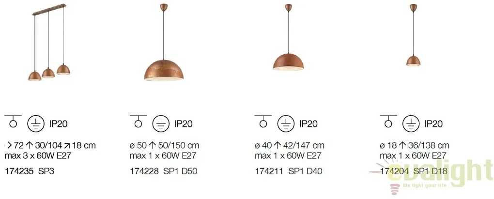 Lustra design deosebit cu efect de metal oxidat FOLK SP1 D50 174228