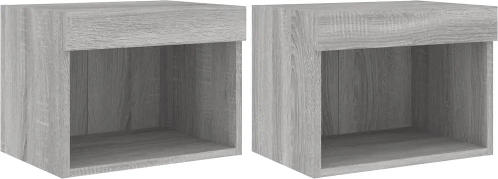 vidaXL Noptiere cu lumini LED montate pe perete, 2 buc., gri sonoma