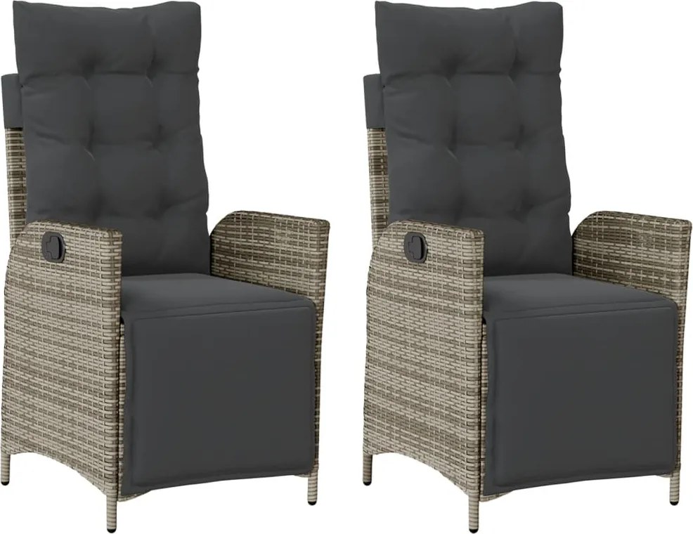 vidaXL Scaun de grădină rabarabil cu suport picioare,2 buc., poliratan