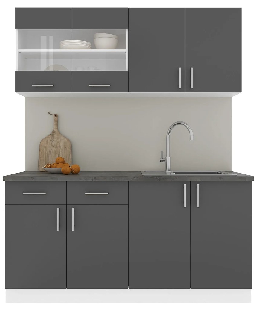 Set Bucatarie Karo V8, Antracit/Alb, Blat Thermo 28 mm, L 160 cm