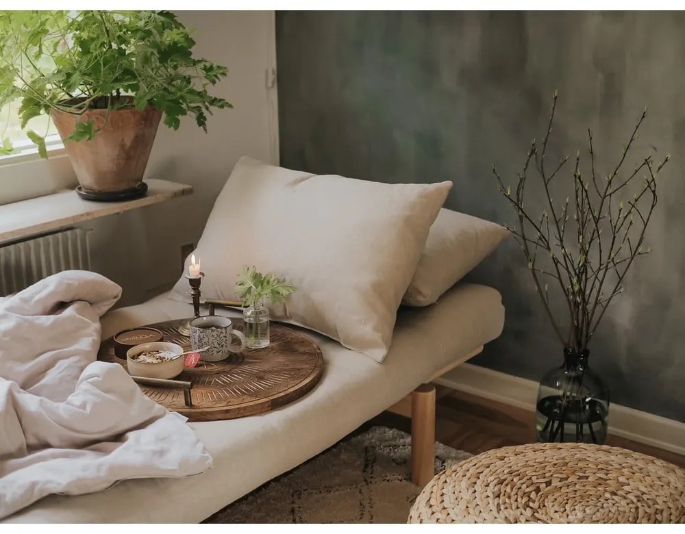 Canapea bej cu tapițerie din in 200 cm Pace - Karup Design