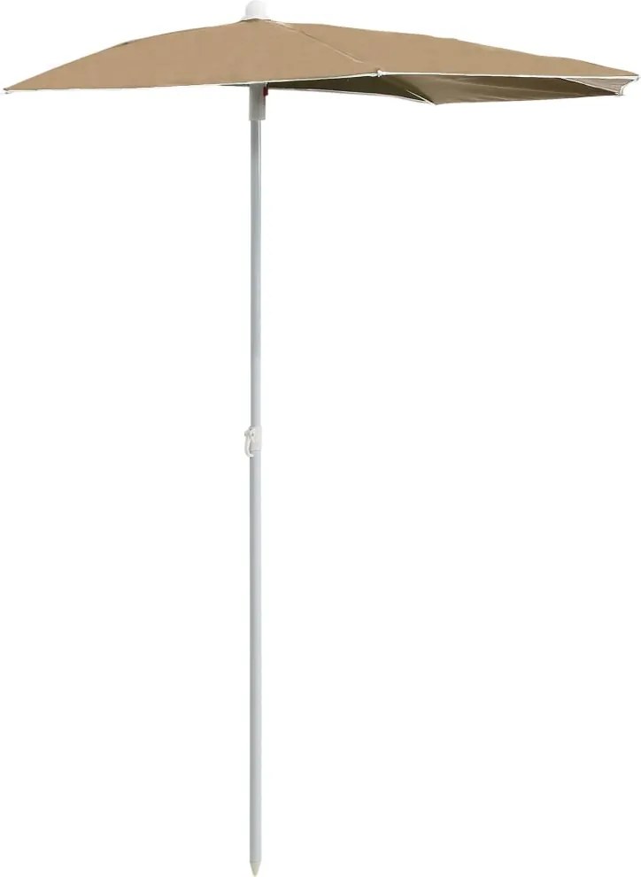 vidaXL Umbrelă de grădină cu stâlp, gri taupe, 180x90 cm, semirotundă
