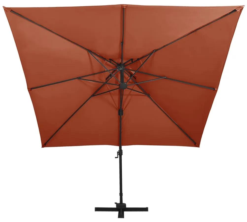 Umbrela suspendata cu invelis dublu, caramiziu, 300x300 cm Terracota, 300 x 300 cm
