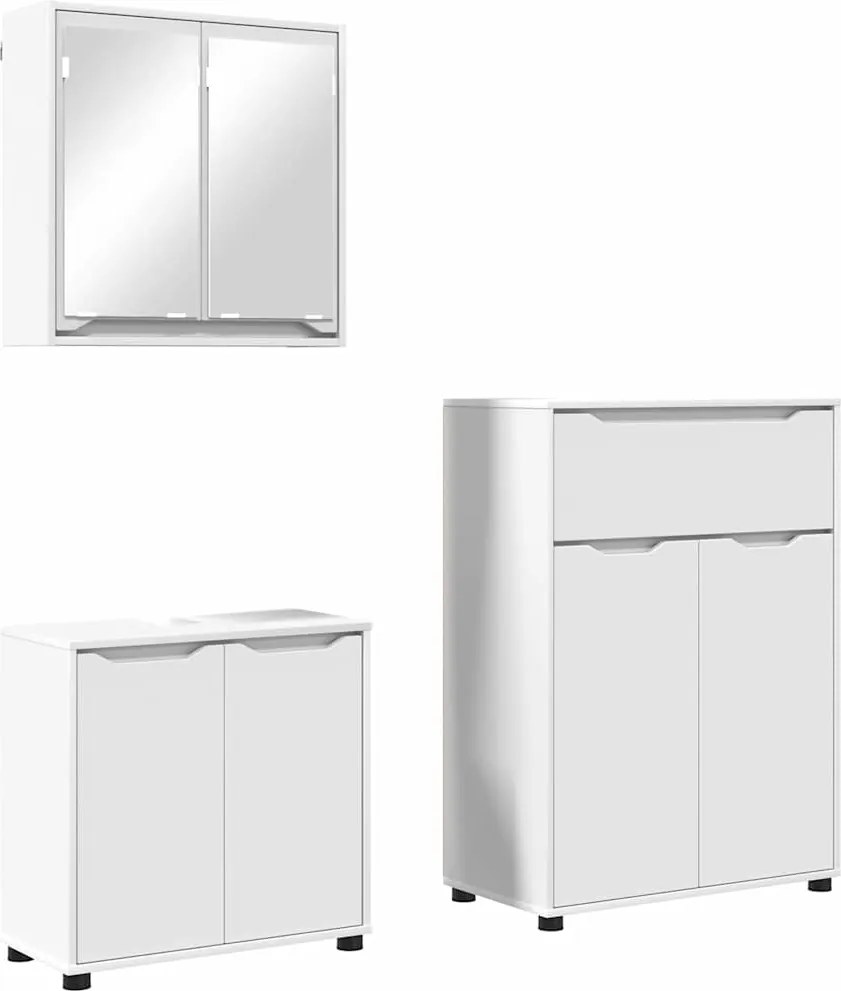 vidaXL Set de mobilier pentru baie cu sertar 3 pcs Alb Lemn compozit
