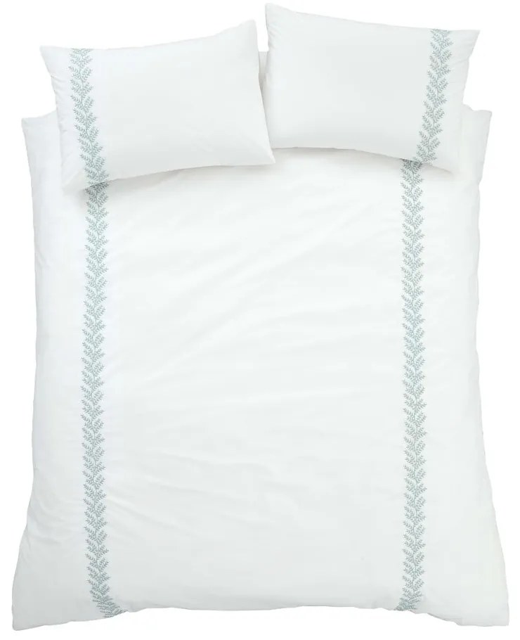 Lenjerie de pat albă din bumbac pentru pat dublu 200x200 cm Embroidery Leaf – Bianca