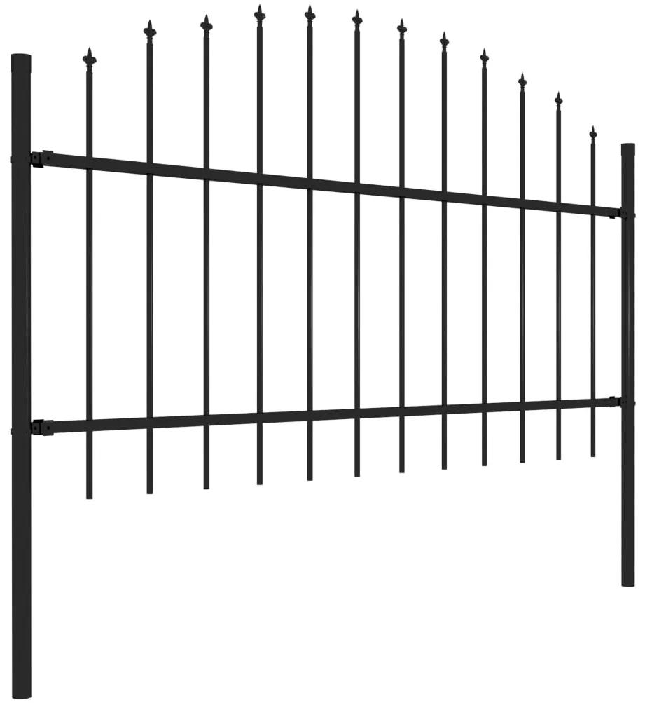 Gard de gradina cu varf ascutit, negru, 1,7 m, otel 1, 100-125 cm, 1.7 m