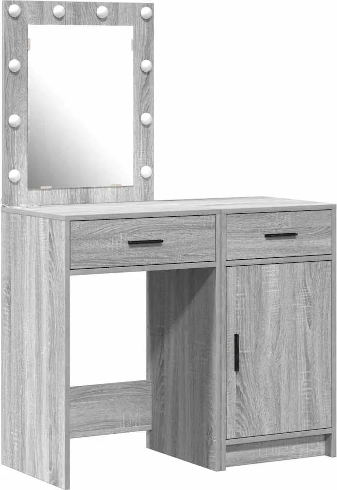 vidaXL Masă de Machiaj cu ușă 2 pcs Gri 50 x 41 x 135 cm Lemn compozit