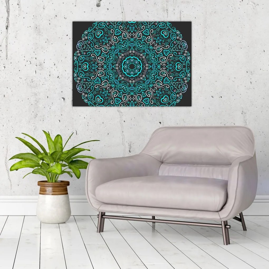 Tablou pe sticlă cu abstracție ornamentală (70x50 cm)