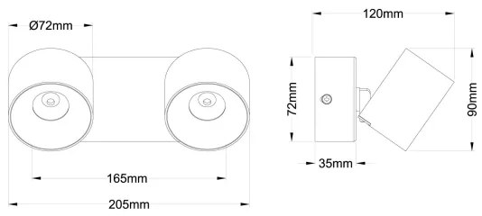 Globo 56961-2S - Spot LED RAE, 2 x LED, 6 W, 230 V
