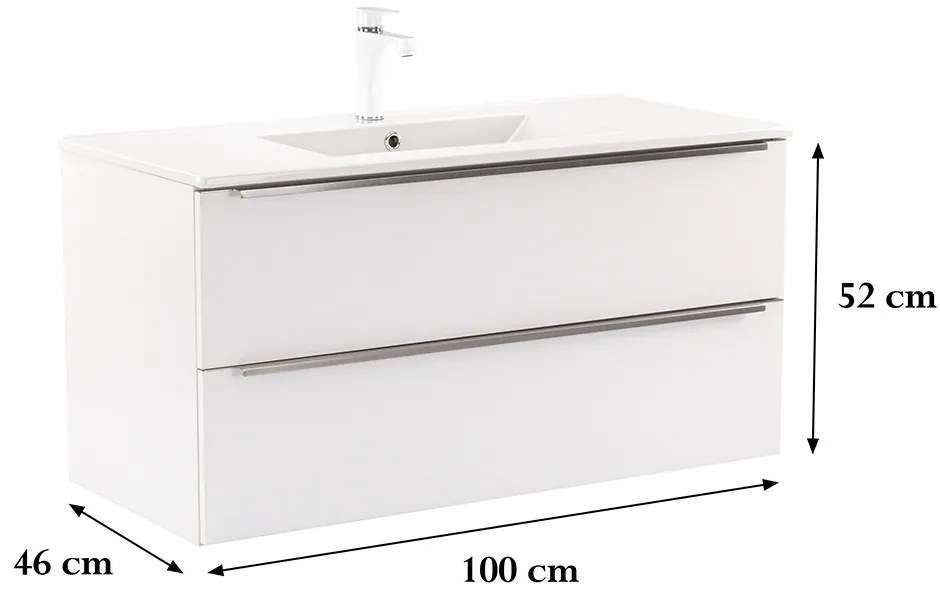 Dulap inferior Vario Trim 100 cu lavoar alb-alb