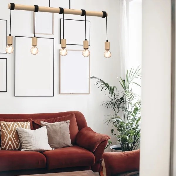 Lustră aplicată VIGA 5xE27/60W/230V lemn