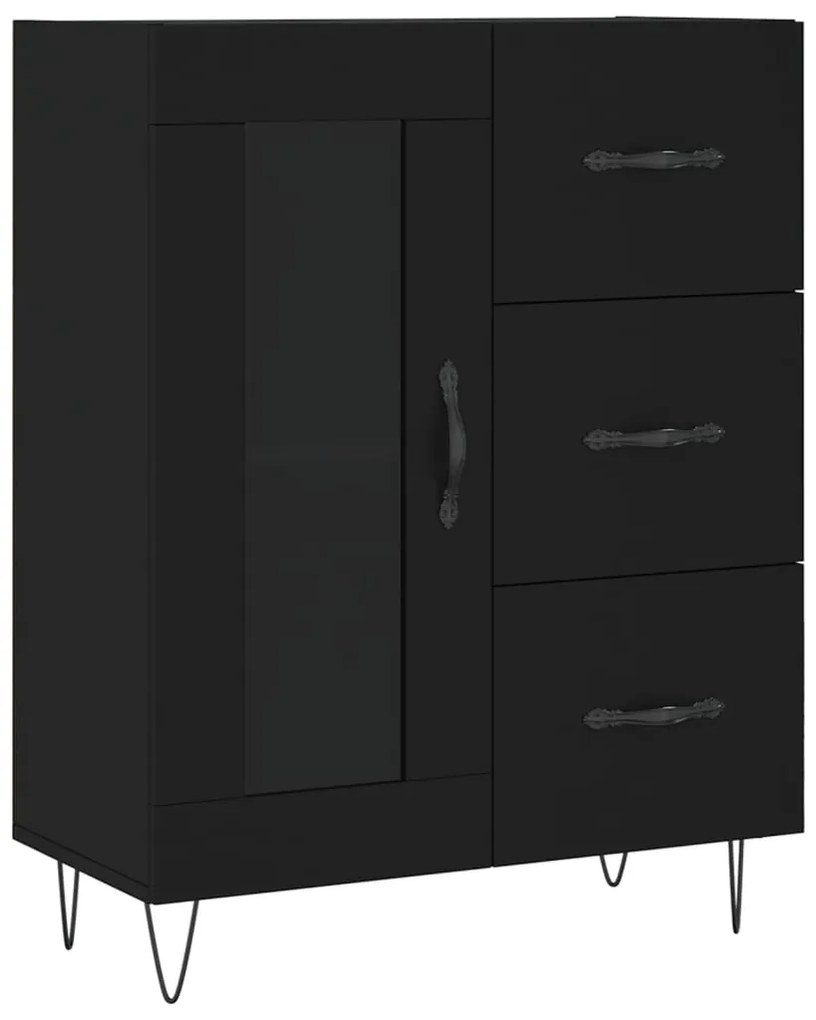 828037 vidaXL Servantă, negru, 69,5x34x90 cm, lemn compozit