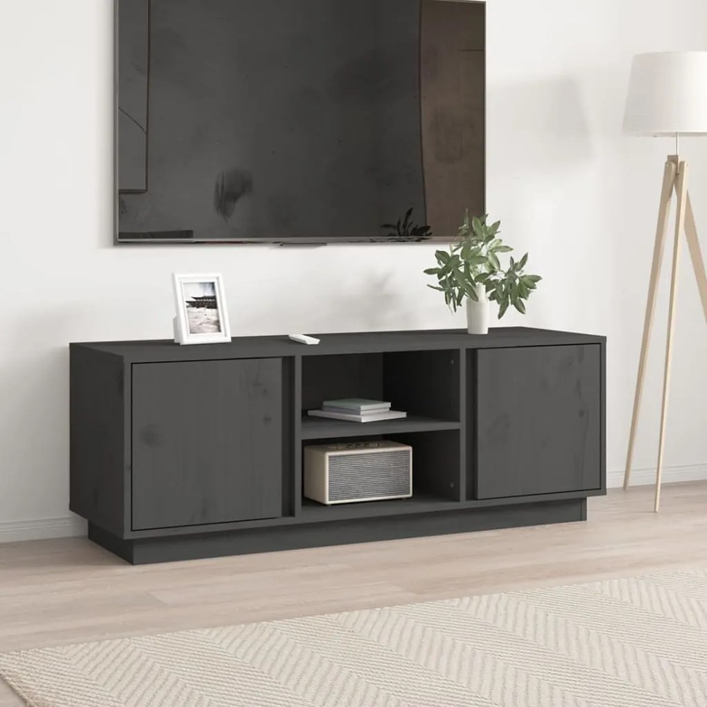 814476 vidaXL Comodă TV, gri, 110x35x40,5 cm, lemn masiv de pin