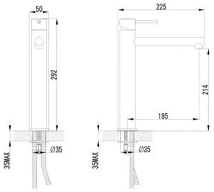 Baterie lavoar Comino înaltă